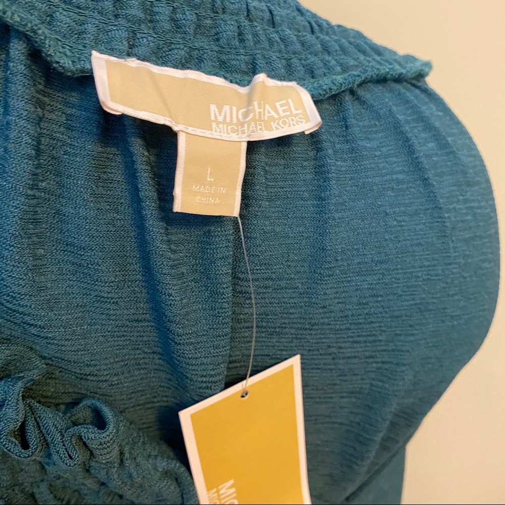 Michael Kors, Teal Green Short Sleeve Blouse - Picture 5 of 5